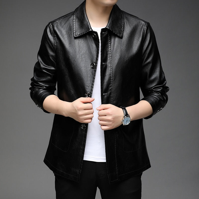 Fashion Leather Jacket Men Biker