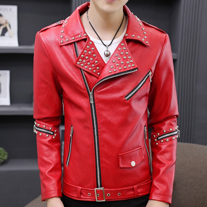 Oblique Zipper Leather Jacket Youth Trendy