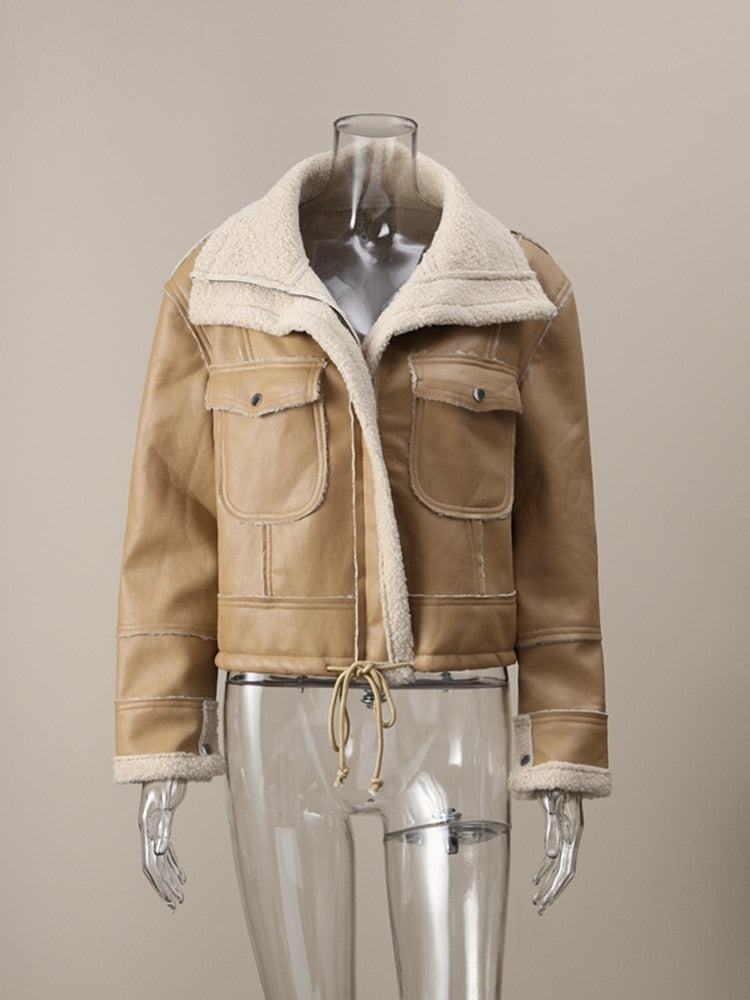 Urban Chic: Winter Faux Leather Jacket for Women