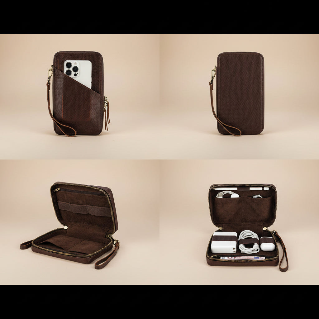 Leather Tech Organizer Pouch