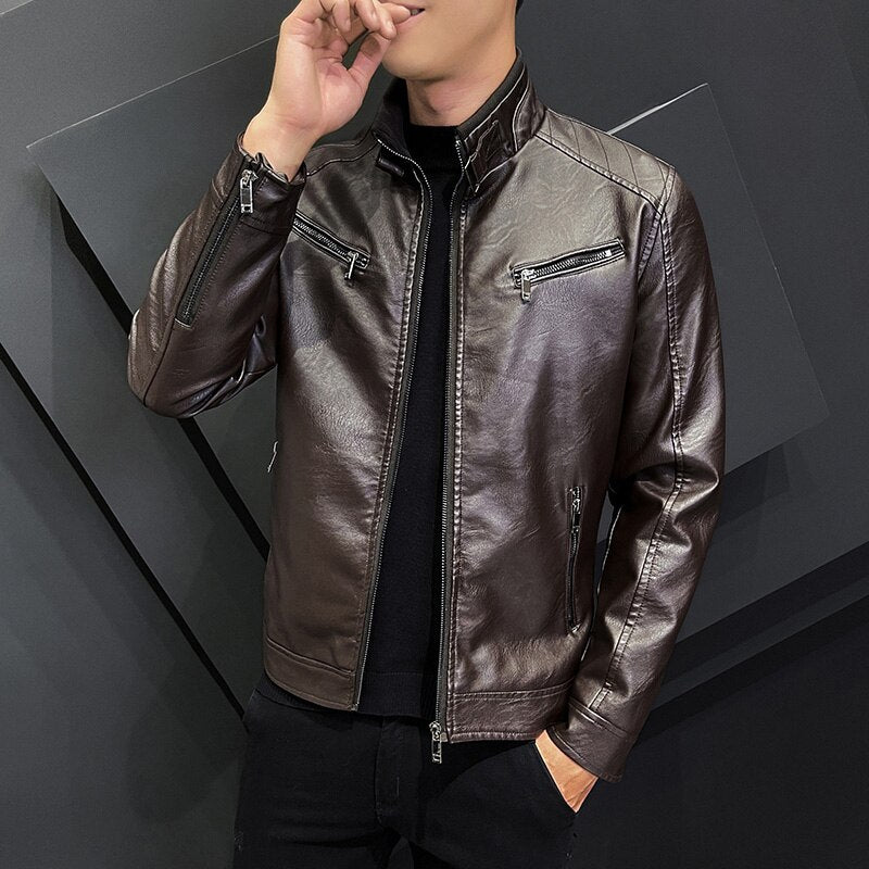 Winter New Fashion Youth Biker Leather Jacket