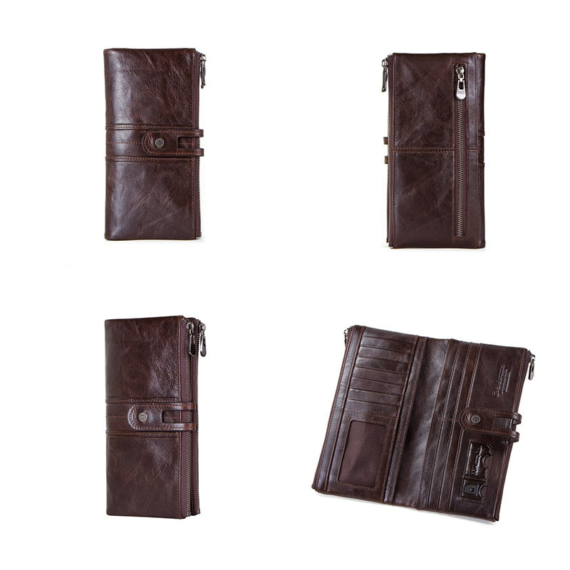 Genuine Leather Wallets for Men Long Casual
