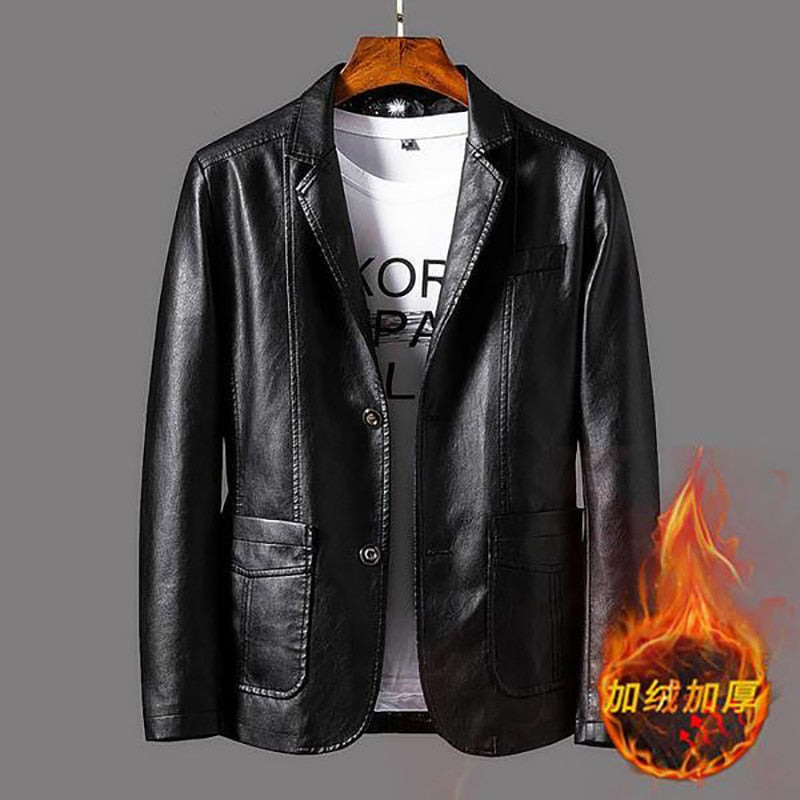 Men's Lapel Business Leather Jackets