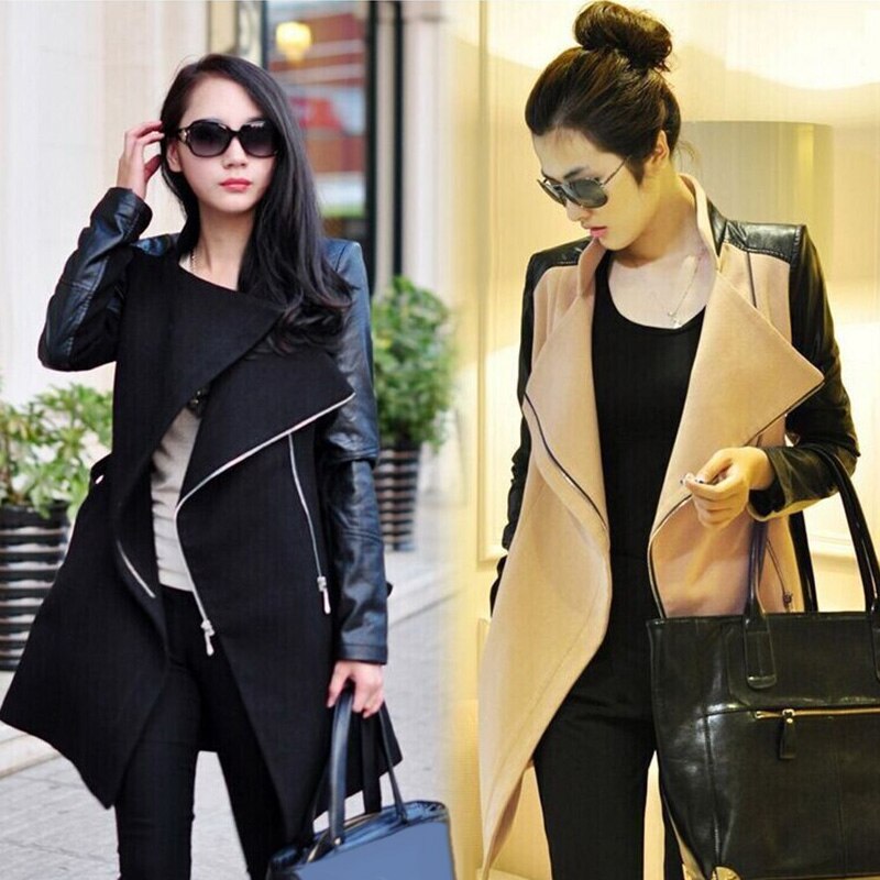 Urban Chic: Women's Slim Fit PU Leather Trench Coat