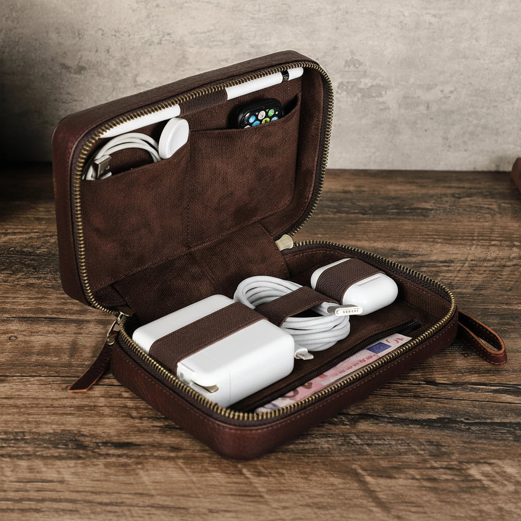 Leather Tech Organizer Pouch