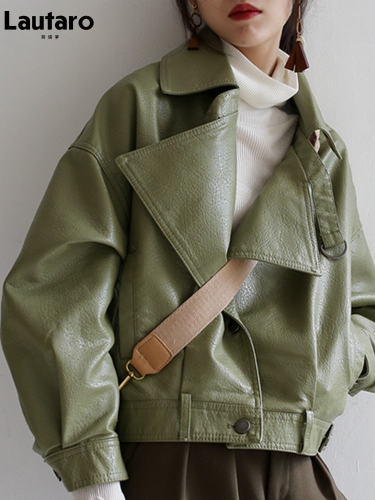 Effortlessly Chic: Spring Luxury Loose Leather Jacket