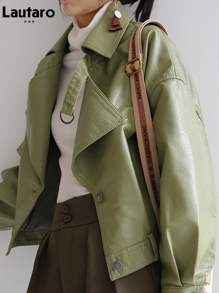 Effortlessly Chic: Spring Luxury Loose Leather Jacket