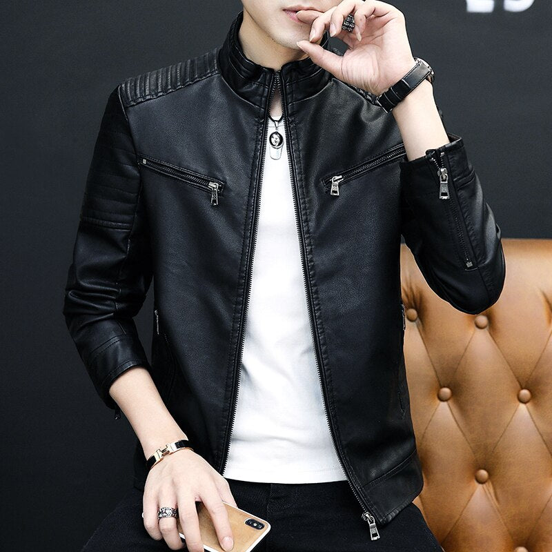 Men Leather Suit Jacket Men Slim Fit