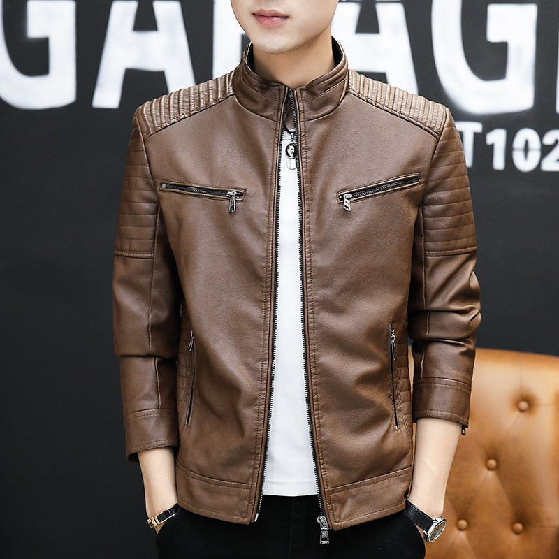 Men Leather Suit Jacket Men Slim Fit