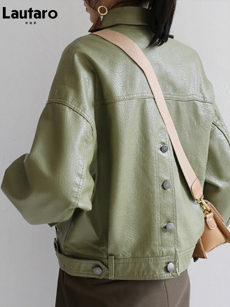 Effortlessly Chic: Spring Luxury Loose Leather Jacket