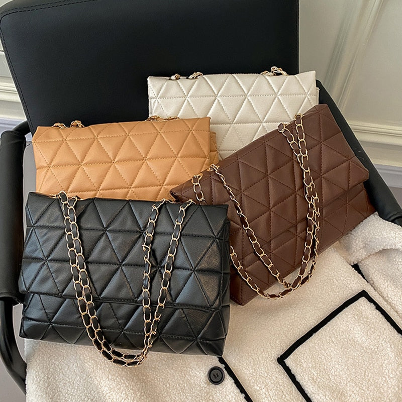 Chic Plaid PU Leather Women's Shoulder Bag