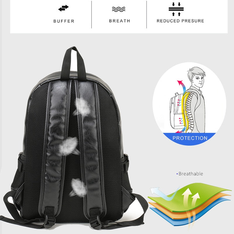Men Leather School Backpack