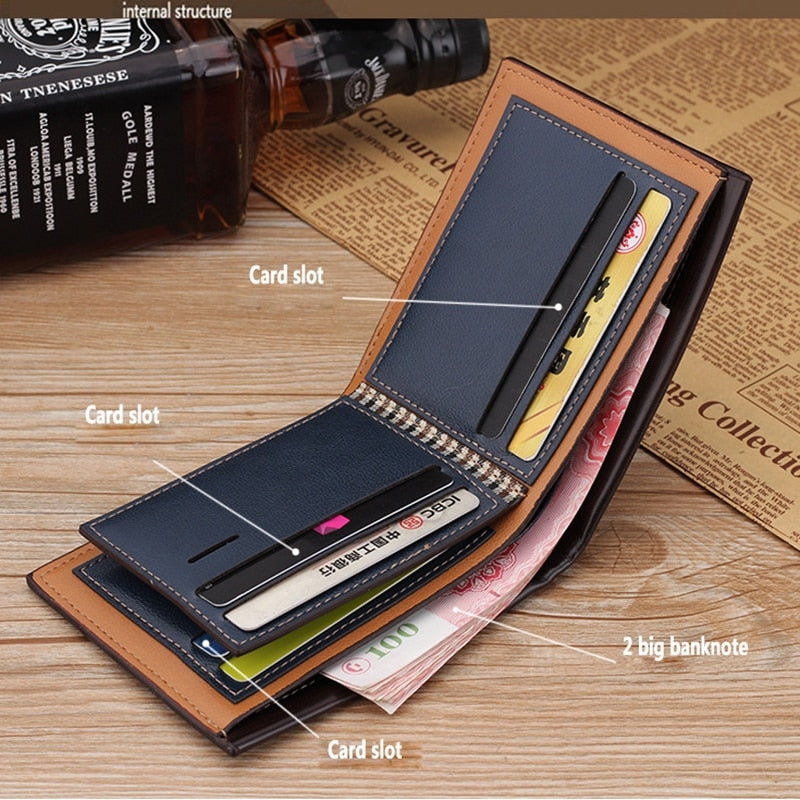 Vintage Men Leather Wallet Short Slim