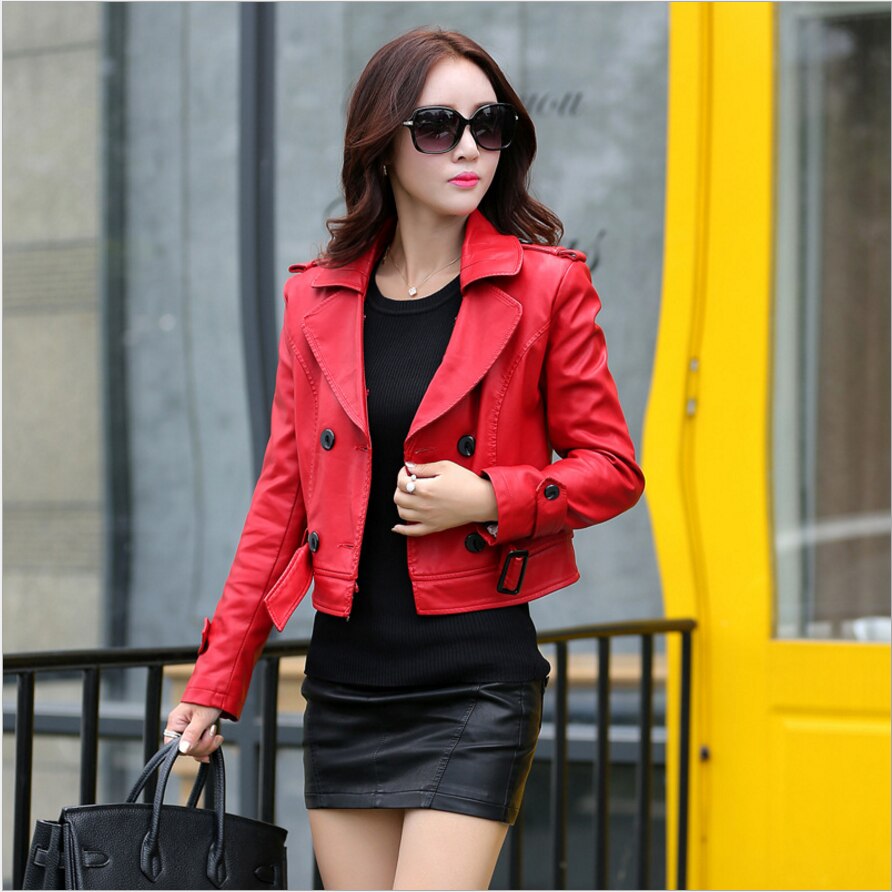 Chic and Cosy: Women's Long Double Breasted PU Leather Coat