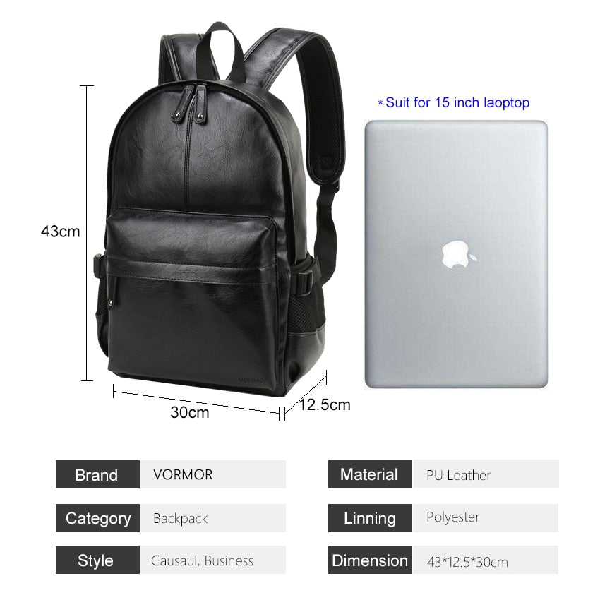 Men Leather School Backpack