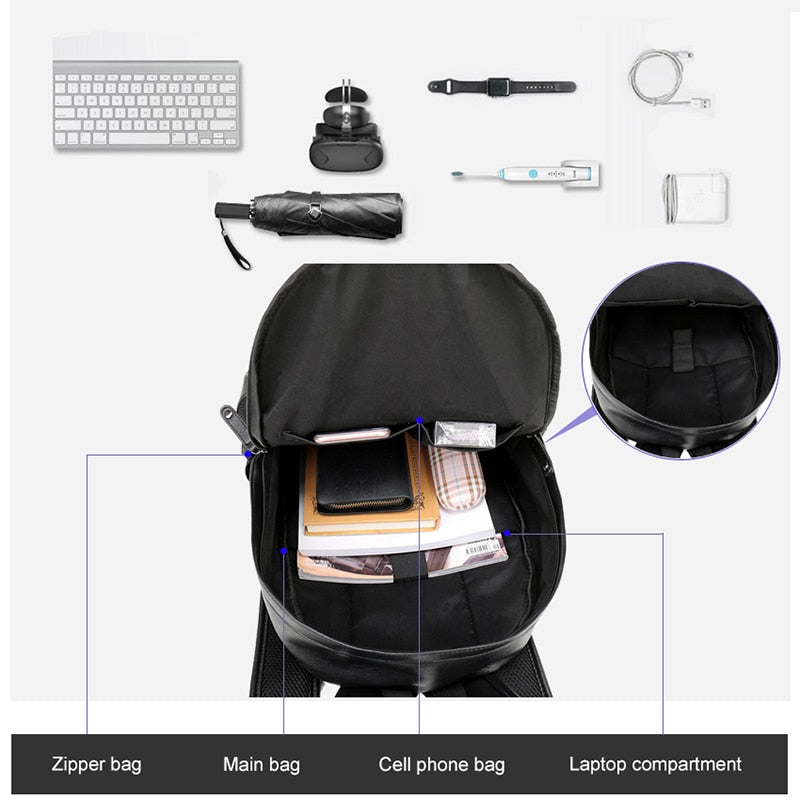 Men Leather School Backpack