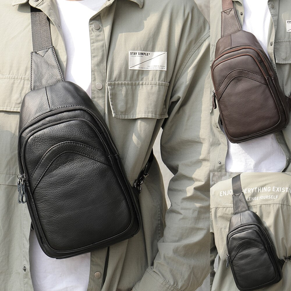 Men's Chest Bag Genuine Leather