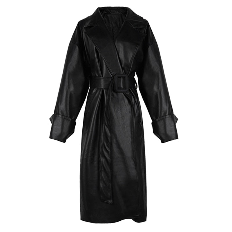 Urban Chic: Lautaro X-Long Oversized Leather Trench Coat