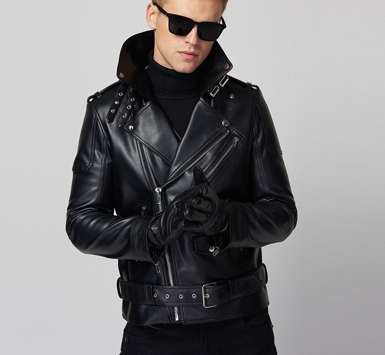 Men's Moto & Biker Faux Leather Jacket