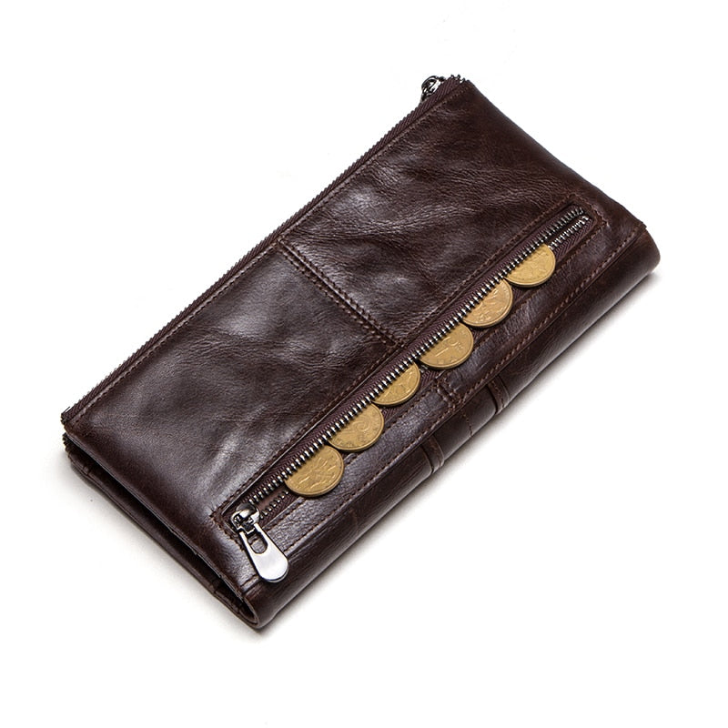 Genuine Leather Wallets for Men Long Casual