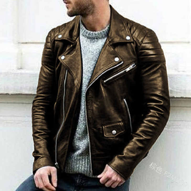 Men's Thick Winter Faux Leather and Faux Fur Jack