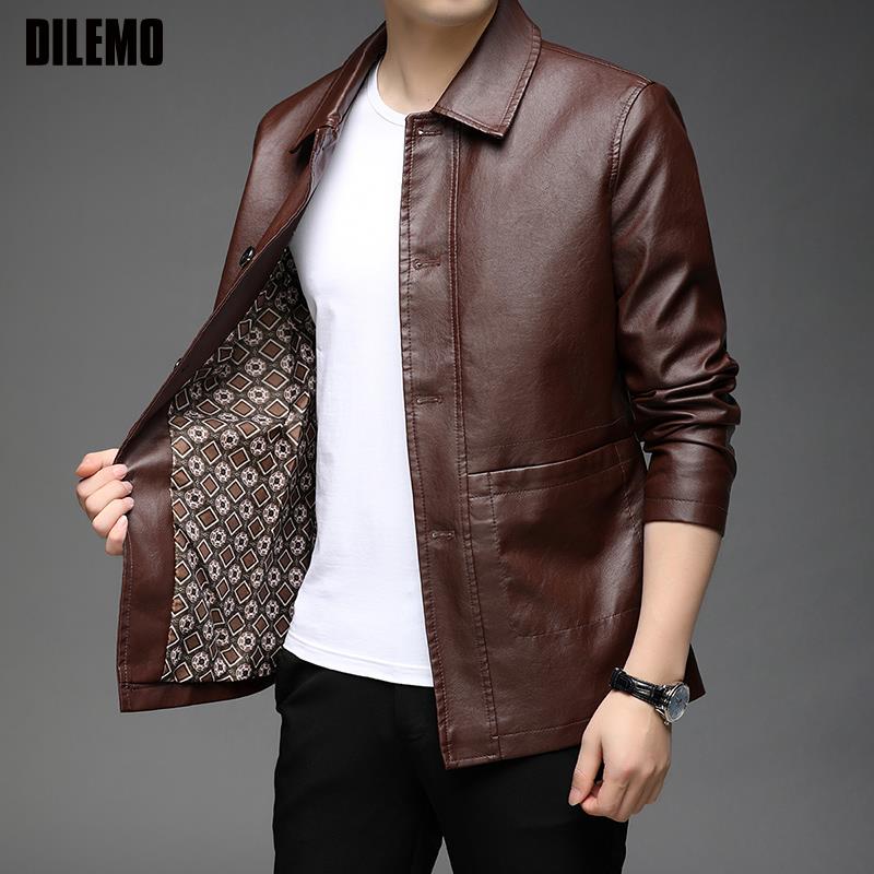 Modern Men's Regular PU Leather Casual Jacket