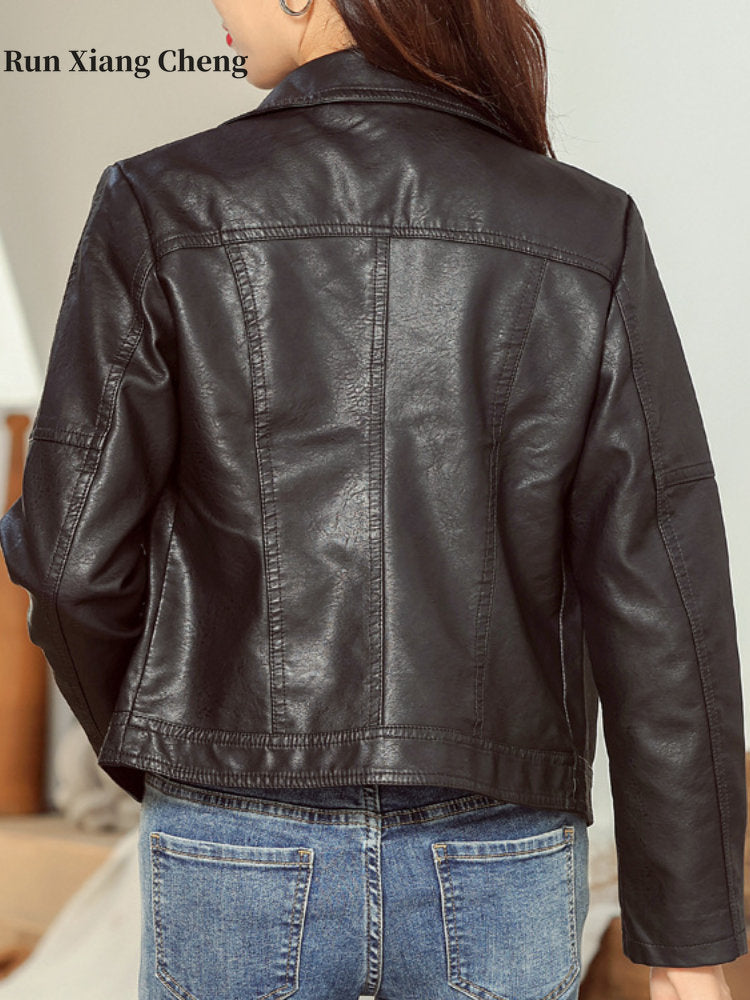 Street-Chic Elegance: Women's Moto &amp; Biker PU Leather Jacket