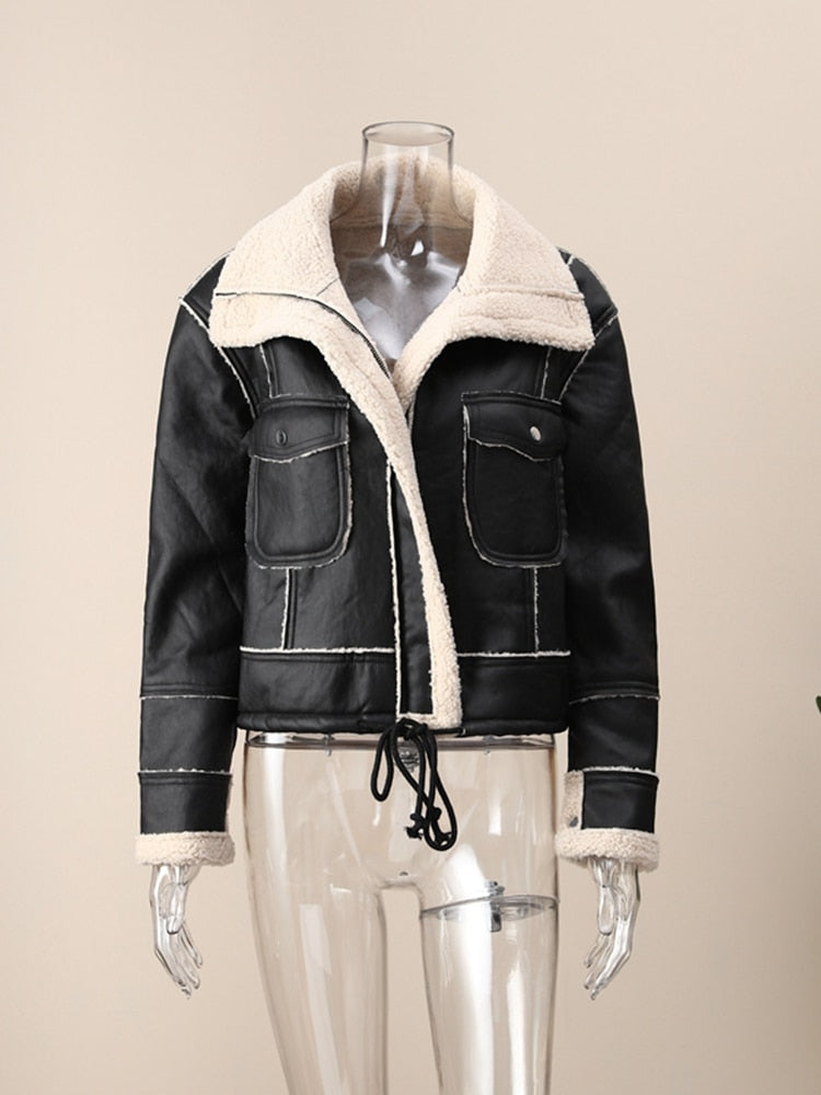 Urban Chic: Winter Faux Leather Jacket for Women