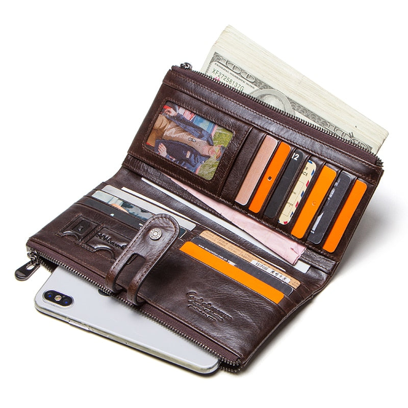 Genuine Leather Wallets for Men Long Casual