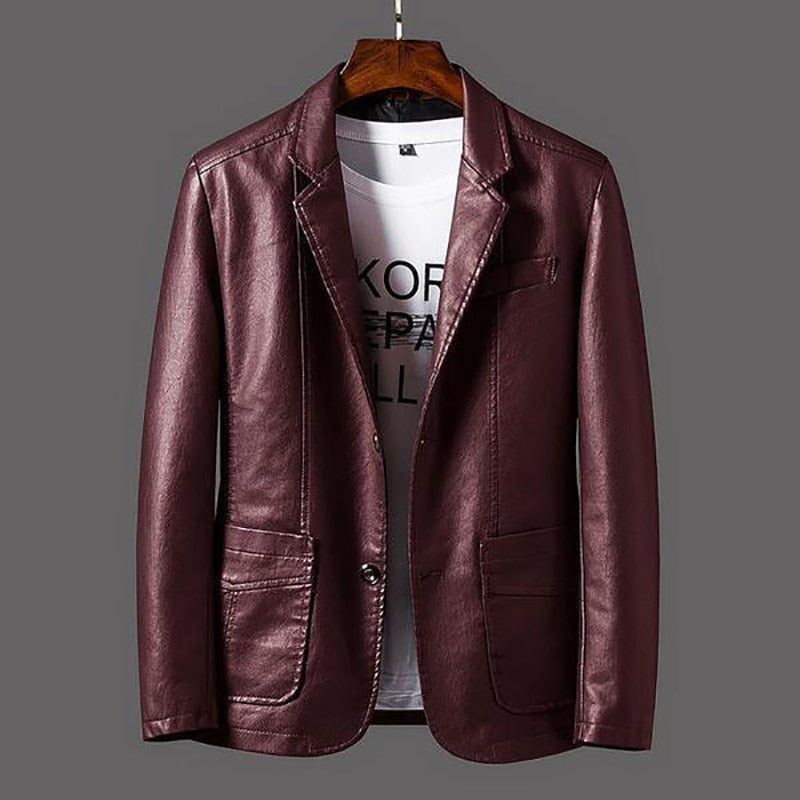 Men's Lapel Business Leather Jackets