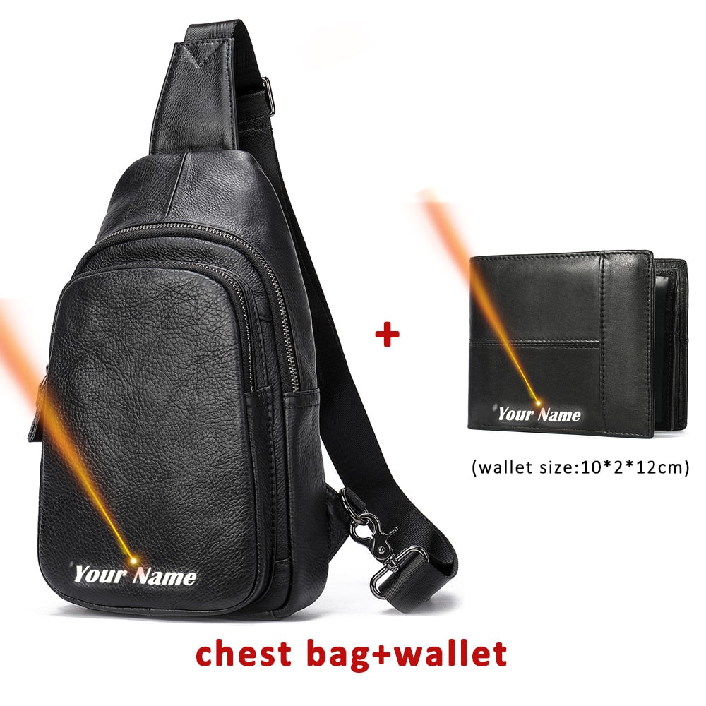 Men's Chest Bag Genuine Leather