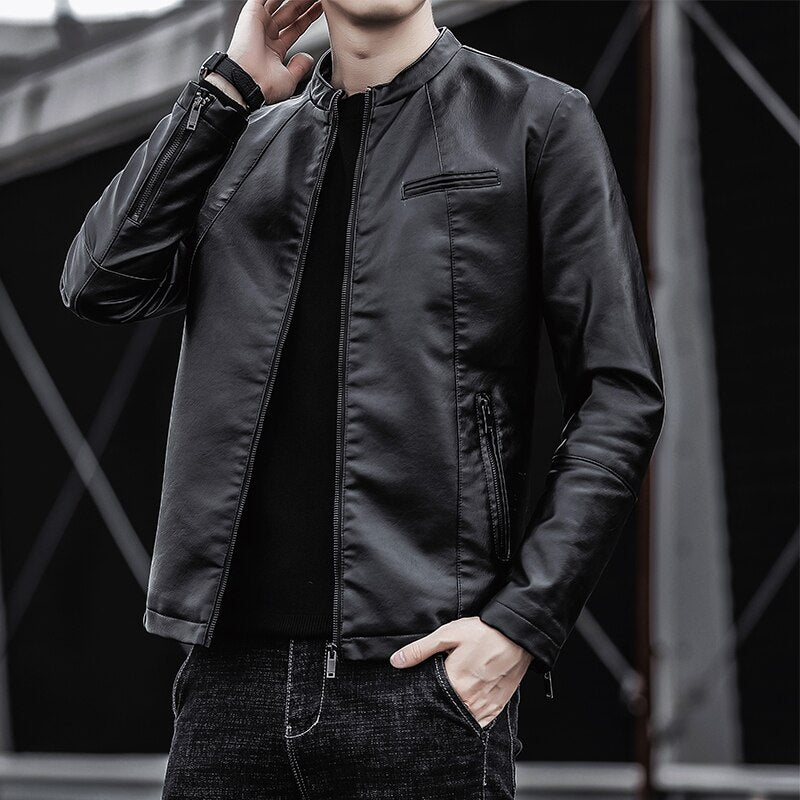 Winter New Fashion Youth Biker Leather Jacket