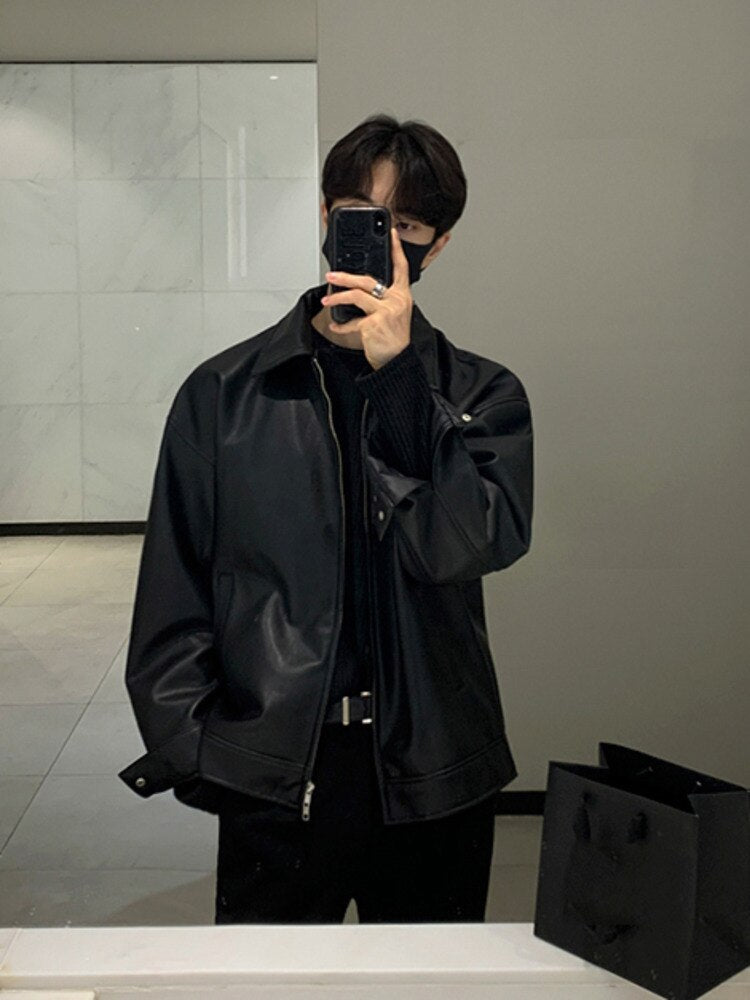 Men's High Street Loose Faux Leather Jacket