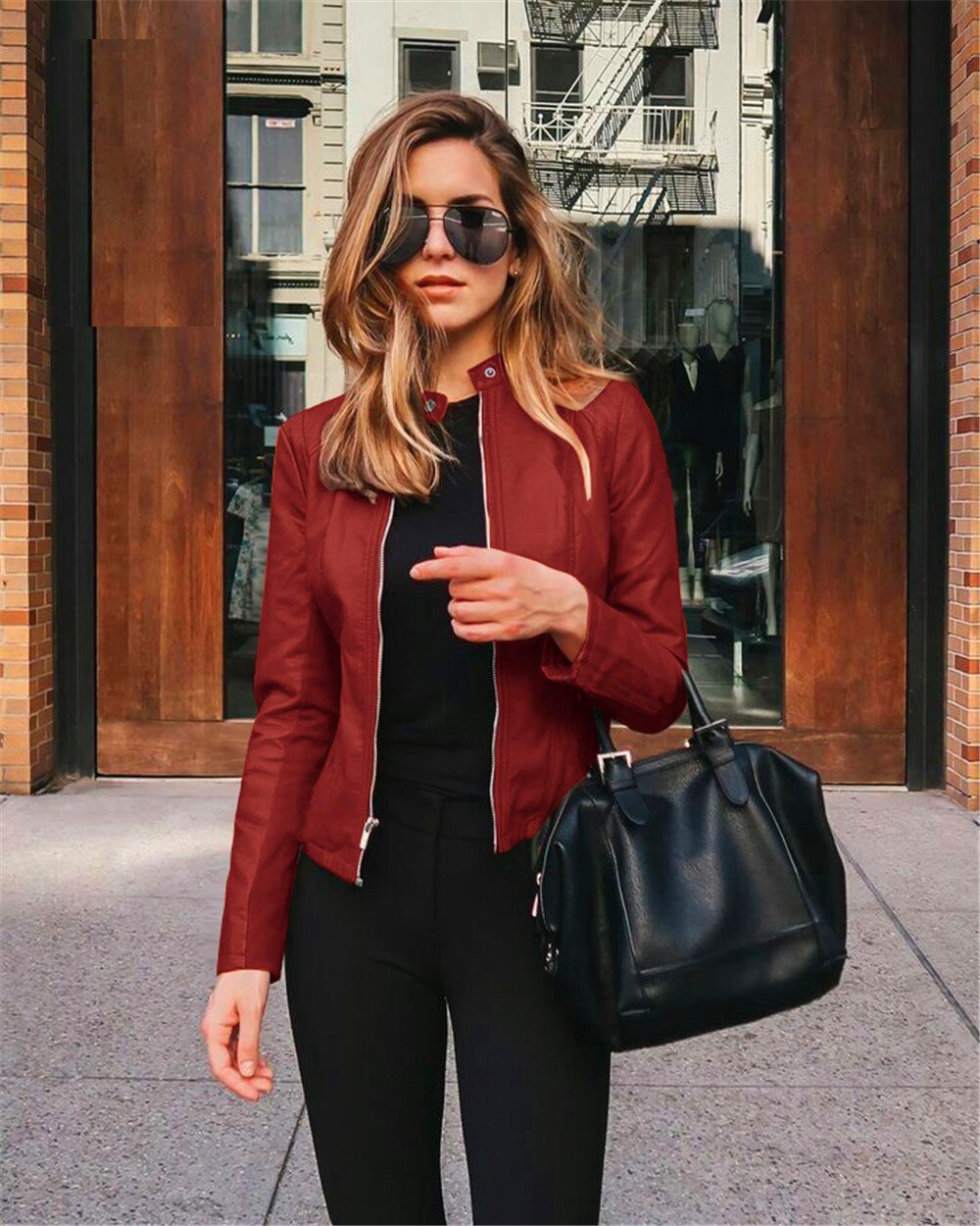 Urban Chic: AIDAYOU Faux Leather Jacket for Women