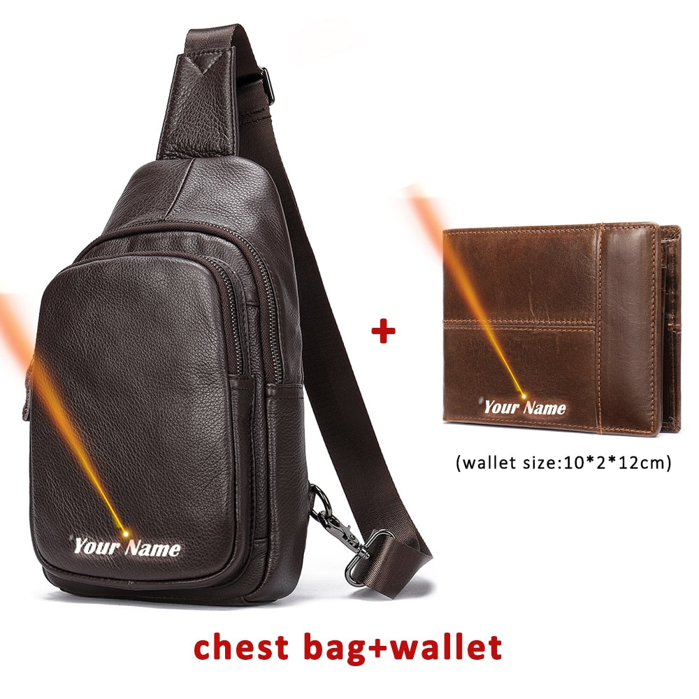 Men's Chest Bag Genuine Leather