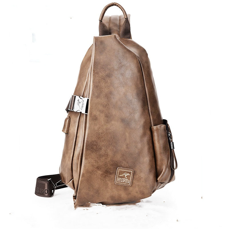 Men's Large Capacity Leather Chest Bag