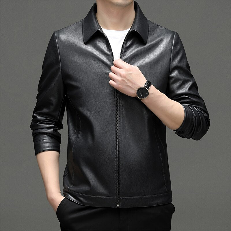 Men's Casual Sheepskin Regular Jacket for All Seasons