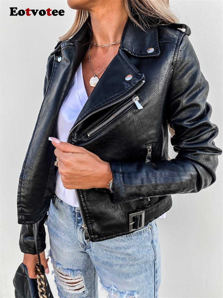 Effortless Edge: Eotvotee Full Sleeve Moto &amp; Biker Polyester Jacket