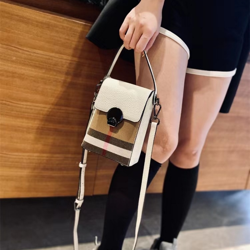 Elegant Striped Genuine Leather Shoulder Bag