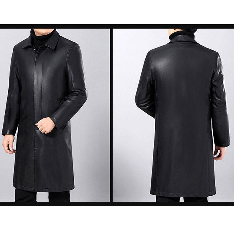 Brand Leather Jackets Men Cashmere Coats