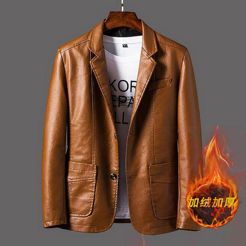 Men's Lapel Business Leather Jackets