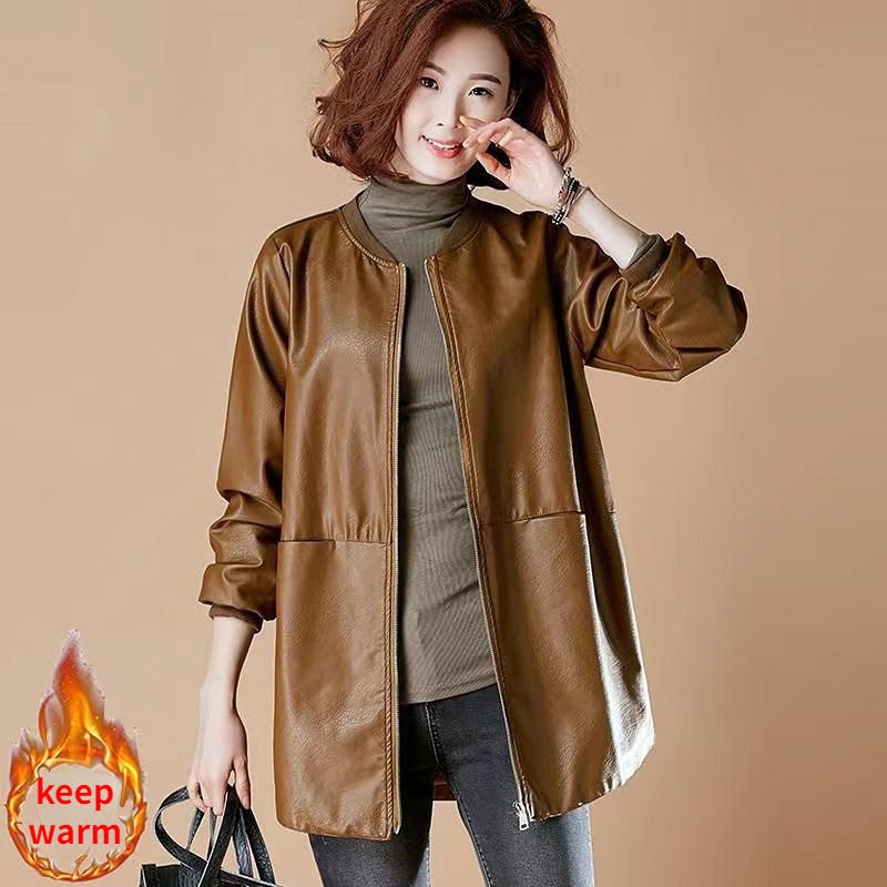 Women's Mid Length Leather Jacket