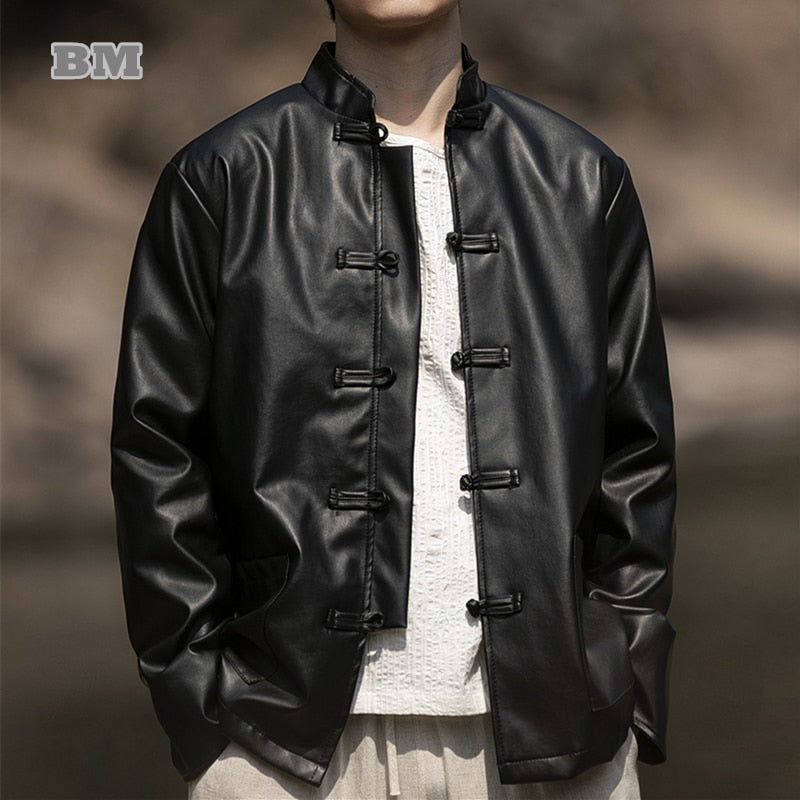 Classic Men's Regular Faux Leather Casual Jacket
