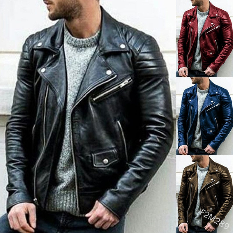 Men's Thick Winter Faux Leather and Faux Fur Jack