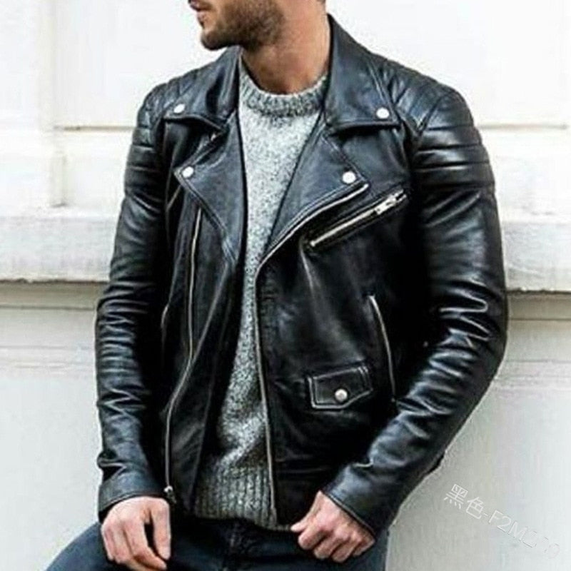 Men's Thick Winter Faux Leather and Faux Fur Jack
