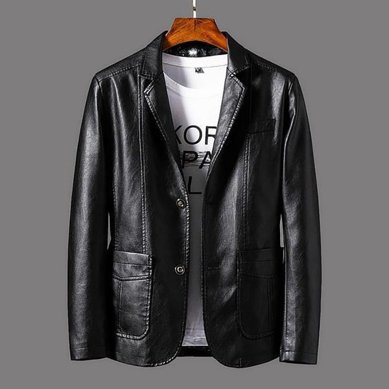 Men's Lapel Business Leather Jackets