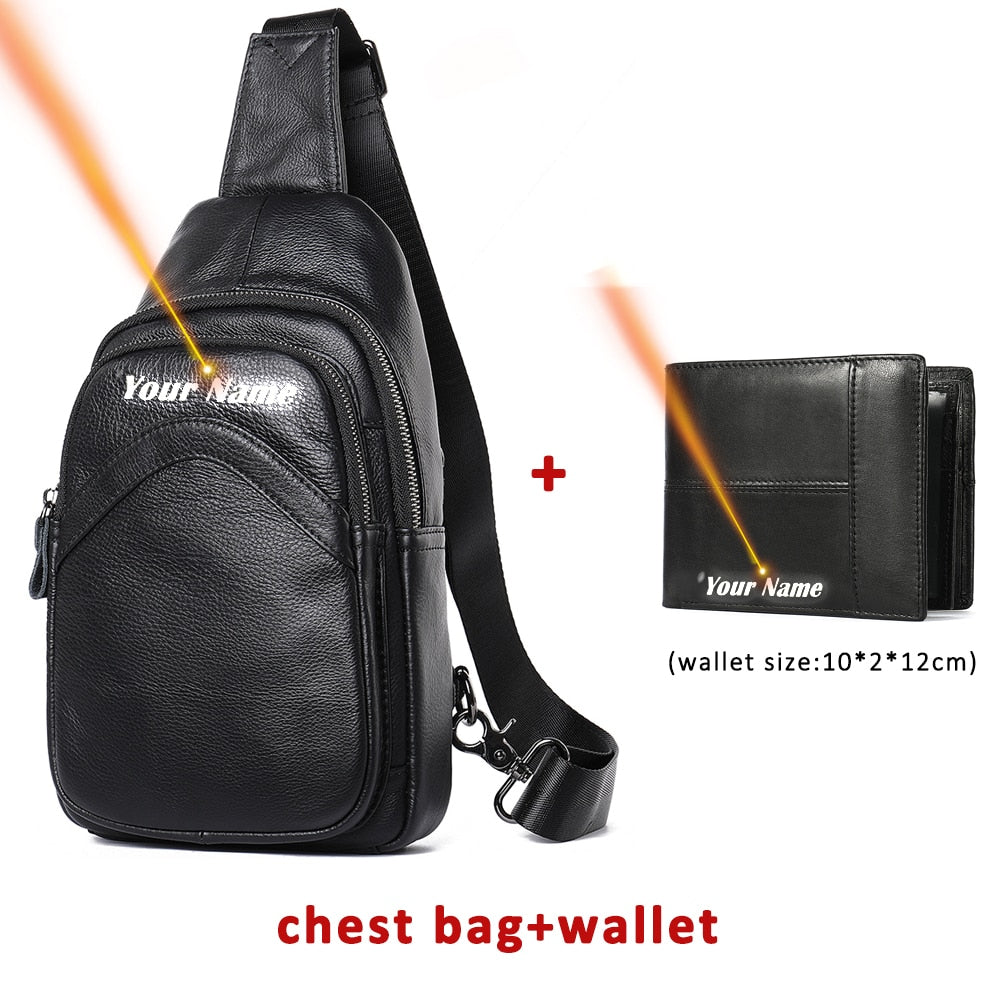 Men's Chest Bag Genuine Leather
