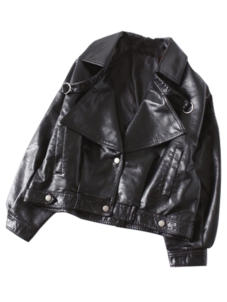 Effortlessly Chic: Spring Luxury Loose Leather Jacket