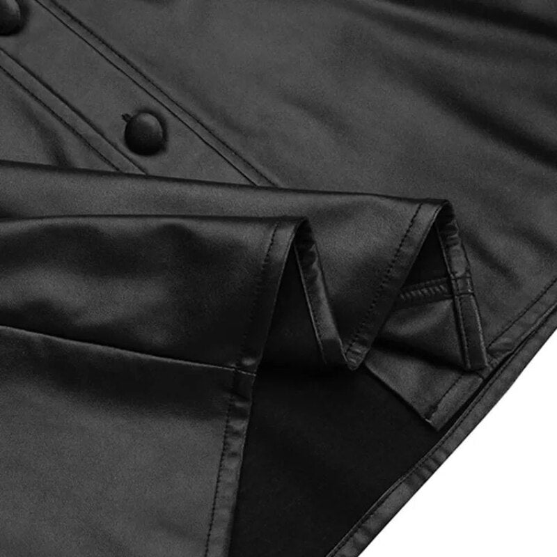 Office Elegance: PU Leather Lapel Coat for the Modern Woman