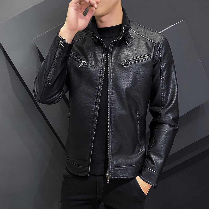 Winter New Fashion Youth Biker Leather Jacket